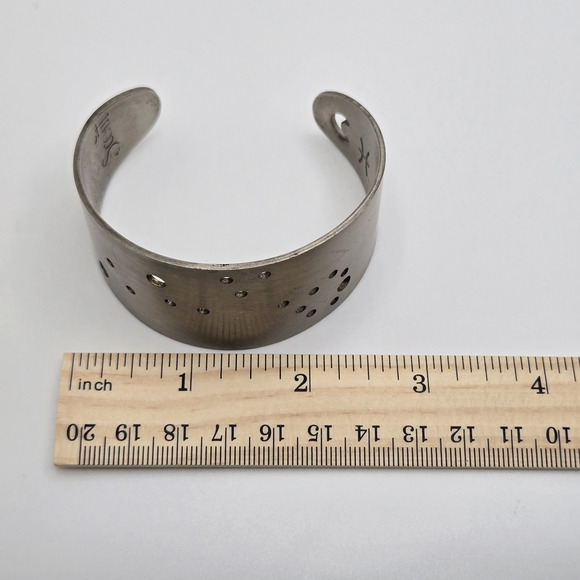 Scout Zodiac Cuff Bracelet Pisces Constellation Cutout Steel Modern Minimal Boho - Picture 12 of 15